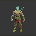Man Wearing Yellow Shirt Brown Pants With Waist Belt And Sword On Back Fantasy Character