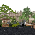 New Chinese Courtyard Landscape Sits Modeling Pine Ting Stone Head Micro Terrain Plant Shrub Water Poon 3d model