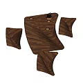 Wooden Tea Table And Chairs With Curved Design And Natural Wood Grain