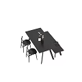 Modern Dining Table Set With Black Wooden Table Minimalist Chairs And Decorative Items