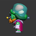 Game And Movie Character Cartoon Style With Green Hat Goggles Pink Green Outfit And Weapon