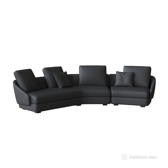 Modern Black Modular Sectional Sofa With Leather Cushions And Comfortable Design 3d model