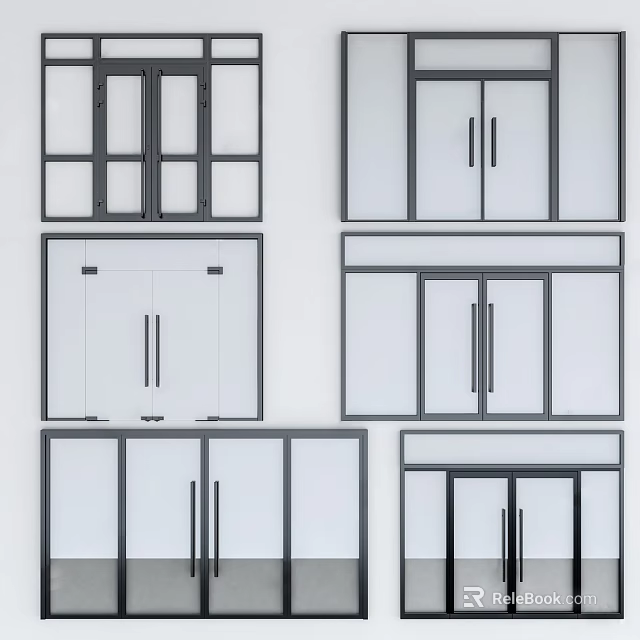Various Styles of Modern Double Doors for Home Interior Design 3d model 