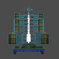 Rocket on Launch Pad with Tower Structure and Support Platform