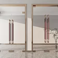 Interior Decor With Golden Frame Mirrors Red Purple Decorations Transparent Vase Green Plants Marble Floor
