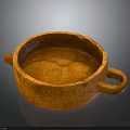 Orange Ceramic Bowl With Two Handles For Daily Household Kitchen Use