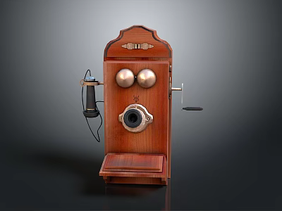 Antique Vintage Wooden Electronic Telephone With Rotary Dial And Classic Design 3d model