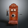 Antique Vintage Wooden Electronic Telephone With Rotary Dial And Classic Design