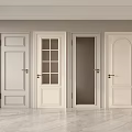 Stylish Hinged Doors With Glass Panels And Decorative Designs In White And Light Gray