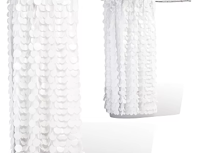 White Sequin Curtains With Shimmering Design For Home Window Decoration 3d model