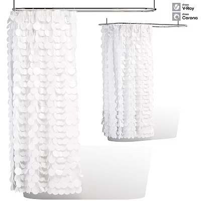 White Sequin Curtains With Shimmering Design For Home Window Decoration 3d model