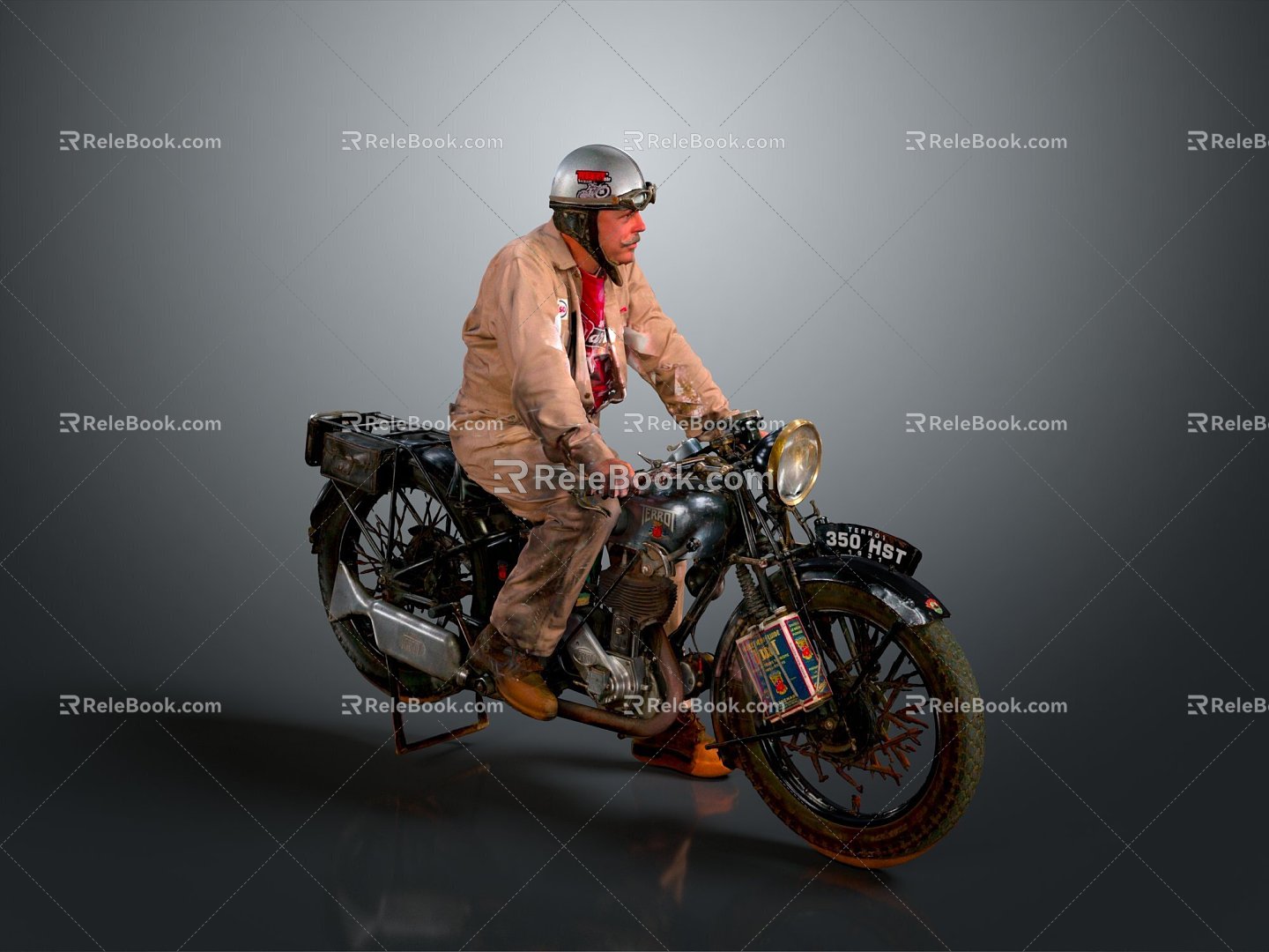 Modern game character worker motorcycle motorcycle European worker model