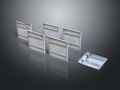Concrete Fence Panels With Various Designs For Residential Garden Fencing Projects 3d model