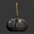 Traditional Ceramic Tea Kettle With Golden Handle And Plum Blossom Design