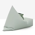 Light Green Bean Bag Chair With Owl Shaped Pillow And Brown Straps