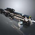 Futuristic Sniper Rifle With Black Silver Finish Tactical Scope And Advanced Mechanical Design Details