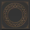 Intricate Circular Decorative Carving With Traditional Patterns On Blue Background 3d model