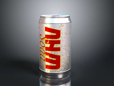 Aluminum Soda Can With Silver Surface Red ADVOC Text And Yellow Bubbles 3d model