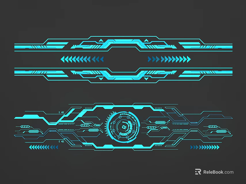 Futuristic Neon Blue Tech Design With Geometric Lines And Glowing Patterns 3d model 