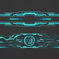 Futuristic Neon Blue Tech Design With Geometric Lines And Glowing Patterns 3d model