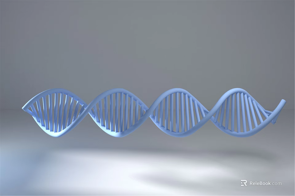 Blue DNA Double Helix Structure in Medical Device for Molecular Diagnostics 3d model 