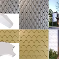 Decorative Wall Panels with Scalloped Patterns Gold and White Finishes for Modern Exterior Building Design
