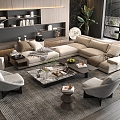 Minotti Sofa Coffee Table Combination Multi-person Corner Sofa Coffee Table Leisure Chair Side Table Corner Table 3d model