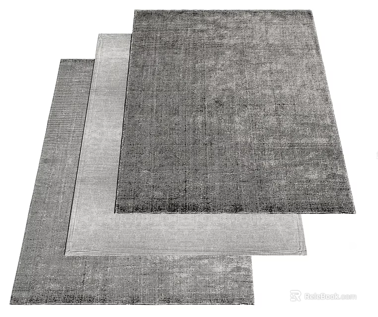 Modern Textured Square Rugs in Different Gray Shades for Living Space Decor 3d model 