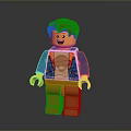 Lego Minifigure With Red Hair Smiling Face Blue Jacket And Orange Pants