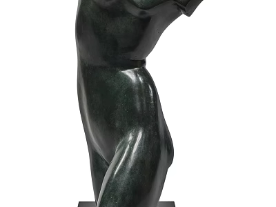 Artistic Human Torso Sculpture Carving In Green Stone With Smooth Curved Form 3d model