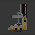 3D Mechanical Device Model With Gray Yellow Blue Accents Platform And Control Interface
