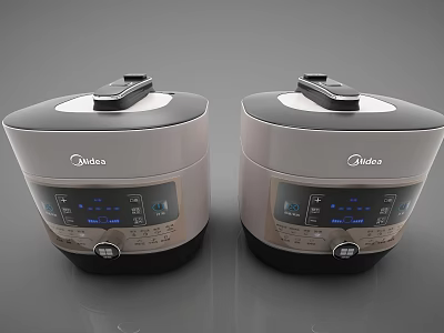 Two Modern Midea Electric Pressure Cookers With Digital Control Panels In Kitchen 3d model