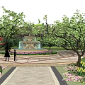 Modern Garden Landscape with Vertical Slat Wall Water Feature and Red Maple Tree