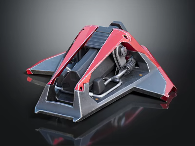 Red And Black Metallic Spacecraft Component With Mechanical Structure For Aerospace Missions 3d model