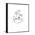 Abstract Painting Of Seated Figure In Minimalist Line Art With Black Lines And White Background