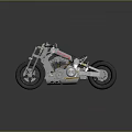 Sleek Custom Motorcycle In Metallic Silver Black With Wide Tires And Engine Details