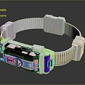 White And Blue Circular Tech Device With Ring Frame And Black Components