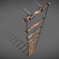 Industrial Wooden Ladder Equipment With Rope Wrapping And Worn Texture Surface