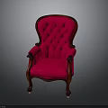 Classic Style Red Tufted Armchair With Wooden Frame And Upholstered Design Furniture