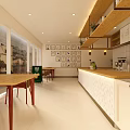 Light And Airy Dessert Shop Interior With Bar Counter Plants And Tables
