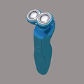 Blue Electric Shaver With Double Circular Blades And Ergonomic Handle Design