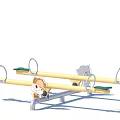 Fun Playground Seesaw Equipment With Cartoon Animal Design Green Footrests And Metal Frame