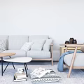 Nordic Sofa Coffee Table Combination 3d model
