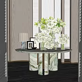 Modern Hotel Lobby Front Desk Background End View Desk Floriculture Combination 3d model
