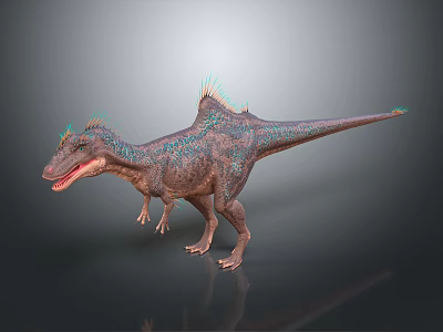 Colorful Dinosaur With Spiked Back Open Mouth Detailed Texture 3d model