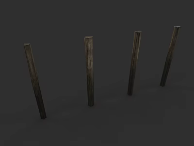 Garden Landscape Design with Four Weathered Wooden Posts in Outdoor Setting 3d model