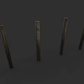 Garden Landscape Design with Four Weathered Wooden Posts in Outdoor Setting