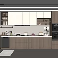 Modern Open Concept Kitchen Interior With Wooden Cabinets White Countertops And Appliances