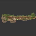 Modern Landscape Design With Curved Rocky Terrain Lush Vegetation And Winding Path