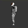 White Astronaut Spacesuit Costume With Red Helmet And Protective Design Elements 3d model